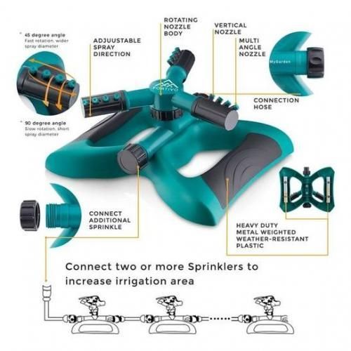 Rotational Garden Sprinkler - 360° Auto-Rotating Lawn & Garden Water Sprayer (10m Radius) - Image 2